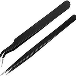 Achalnath Tools Stainless Steel Straight and Curved Tips Tweezers for Mobile, Gadget, Laptop and Jewelry Repair (Black) - Set of 2 Pieces-30