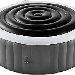Tlswshsy 4.5 Ft Inflatable Hot Tub Cover- Energy Saving lid for Round Hot Tub- Foldable Protective Rain Overflow Cover for Outdoor Inflatable Hot Tubs (Black)-42