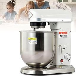 Commercial Stand Mixer for Kitchen, 500W 3-Speed Tilting Head Food Blender with Dough Hook, Whisk, Whisk and Mixing Bowl (White, 7L)-image-27