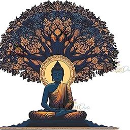 Design Decor Buddha Wall Art Wall Paper Stickers with Bodhi Tree, Meditation Room Decor, Black-image-25