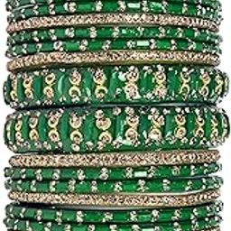 Glass Bangles set/Red Green Multi colors/Zirconia Cutting work bangle kada combo for women(24Pcs)(SKU194)-image-21