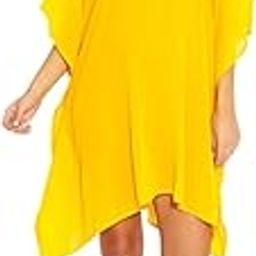 Solid Color Designer Thread Worked Short Beach Kaftan Caftan Cover up One Size Fits Most-image-32
