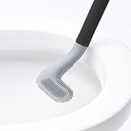 Silicone Toilet Brush with Long Handle, 41 cm Length, Black and Grey, with 1 Hook-image-64