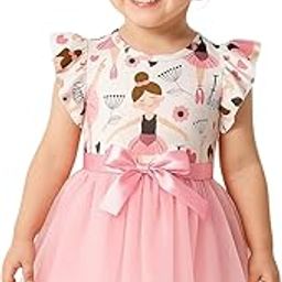 balakam Girls Polyster Blend Pink Color Round Neck Knee Length Sleeveless Floral Print A-Line 9 Months to 8 Years Casual Top Tutu Dress for Kids (D.W 0190 Pink)-image-2