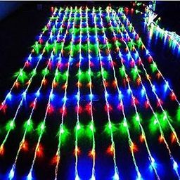 Hanumex® Waterproof Multi-Function Net Mesh Waterfall C Curtain LED Multicolor 3x3m Fo Outdoor and Indoor Decoration-24