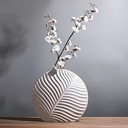 Art Street Ceramic Vase of Nordic White Leaf Modern Decorative Flower Pot for Home, Living Room, Bedroom and Office Decor Size (5.5x5.1 Inch)-image-12