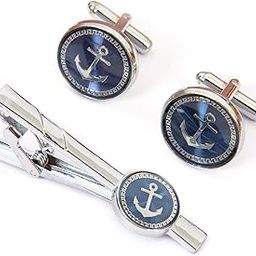 Men's Anchor Design Tie Pin and Cufflinks-picture-22