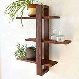 Soulwood by Nandika Modern Wooden Wall Shelf, 3-Tier Floating Display Rack, Walnut Finish-image-17