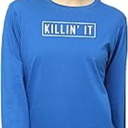 Women's Cotton Round Neck Regular Fit Casuals | Full Sleeves | Killin' IT Printed | Comfort Colour T-Shirt | Available Multicolor & Size Small to 2XL-picture-16