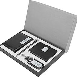 Personalized Wallet, Pen, Key Chain & Cardholder Gift Set | with Name | Vegan Leather | Best Gift for Brother, Husband, Boyfriend, Father, Etc (BLACK-PN02-CH02-KC11-WL14)-image-31