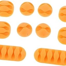 10 Sets Cables Management Adhesive Wire Cord Clips Wall Desktop Clamp Orange-27
