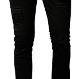 Men's Black Track Skinny Fit Jeans-image-1