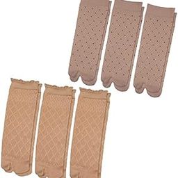 Combo Of 6 Pair Skin Colour Cotton Socks Summer Season Sun Protection Printed Design Transparent Sock For Girls And Women-image-95