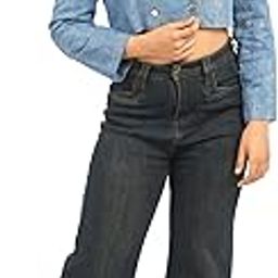 Women's Cropped Denim Blazer Fit Jecket with Glitter Pattern, Double-Breasted-picture-38