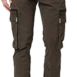 Mid Rise Cargo Green Trousers for Men-image-36
