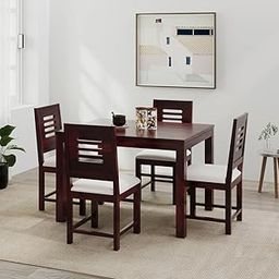 LIZZAWOOD™ Solid Sheesham Wood 4 Seater Dining Set Dining Table Set with Cushioned Chairs for Dining Room | Living Room | Home & Office | Hotels Restaurant (Finish-Mahogany-1, 4 Seater)-image-64