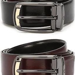 Men Solid Reversible Formal Italian Leather with Dual Tone Buckle Belt-image-11