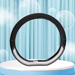 Pabla Premium Faux Leather Car Steering Wheel Cover | Flat Bottom (D Shape) Breathable Anti Slip Steering Cover for Ultimate Comfort & Style - Silver-image-37