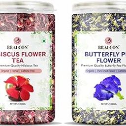 BRALCON Organic Herbal Tea Combo Pack- Hibiscus Flower Tea and Butterfly Pea Flower Tea- 200g(100g x 2 Pack) | Hibiscus Tea Leaves | Blue Pea Tea| Reduce Stress, Improve Digestion-image-21