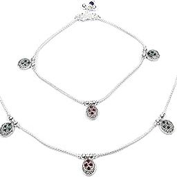 Silver Anklet Payal Oxodised For Womens Size 10.5 Inches-image-48
