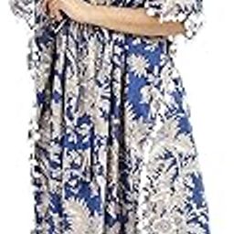 Jaipur Export qulaity Printed Woman Pure, cootan Kaftan Ladies Caftan Kurti Tops Free Size Bohemian Women Night Combo Casual Maxi Plus Size Double Layer Women's Long Dress Blue-image-52