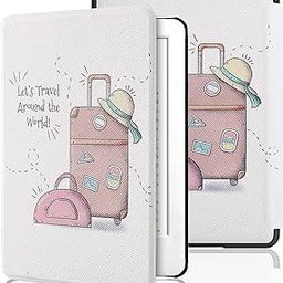 SwooK Classic Printed Magnetic Flip Cover Case for 6.8" Kindle Paperwhite 11 11th Generation 2021 / Kindle Paperwhite Signature Edition Soft Back Flip Cover Case (Travel)-picture-18
