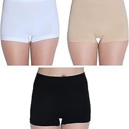 Seamless Boyshort Underwear, High Waist, Pack of 3, White, Beige, Black-picture-32