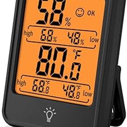 Supvox® Indoor Thermometer and Hygrometer Humidity Guage Accurate Temperature Monitor Meter with Stand LCD Digital Backlit Thermometer-8