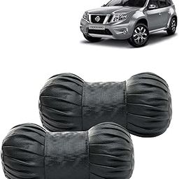 KINGSWAY® Car Accessories Neck Rest Pillows Seat Cushions for Nissan Terrano 2009 to 2018, Car Headrest Cushion Neck Pain Relief Travel Comfort Pillow in Dumbbell Shape, Black, Pack of 2-image-83