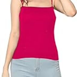 KPC Women's Adjustable Cotton Camisole Strap Sphagetti for Women/Girls Top Camisole (XL, Pink)-picture-21