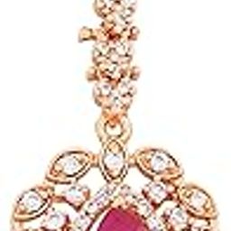 Rose Gold Plated CZ Fascinating Maang Tikka with Ruby Crystals for Girls and Women's-9