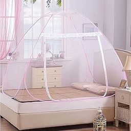 Kuber Industries Mosquito Net Foldable King Size (Double Bed) with Free Saviours 6.5 x 6.5 Feet (Pink)-image-32