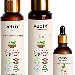 Vebix Professional HairCare Regimen -Ayurvedic 3 Product Kit -For Normal (All Types) Hair - Lotus AntiHairfall Shampoo + Anti HairFall Neem Oil & Hair Growth Serum-image-8