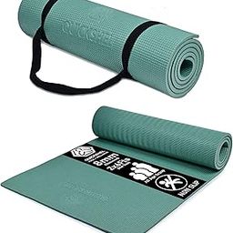 Quick Shel Extra Thick 8mm Thickness Yoga mats Exercise Mat Anti-Skid Water/Dirt Proof Lightweight easy to Carry for home and gym workouts for men women children with Carry Strap (Army Green) (2fts x 6fts)-image-58