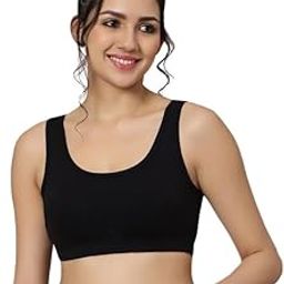 Stretch Cotton Women's Cotton Seamless Sports Bra – Wire-Free, Non-Padded, Full Coverage Bra-10