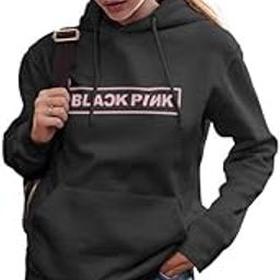Black-Pink Printed Premium Cotton Hoodies for Women-image-25