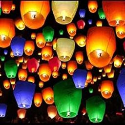 VTFlair Paper Colourful Make A Wish High Flying Sky Lantern Hot Air Balloon with Fuel Wax Candle for New Year Diwali (Pack of 3) Wishing Multicolour Balloon(VTF01-image-48