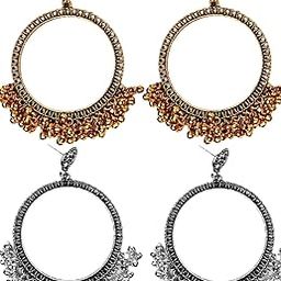 Pack of 2 Round Jhumka Bezels for Resin Jewelry Making – 2 Inch Gold & Silver Combo | Anti-Tarnish, Made in India | Earring Base for DIY Craft-20