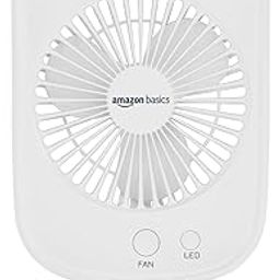 amazon basics Mini Rechargeable Portable Fan with LED Lighting | USB Charging | 3 Speeds & 3 Light Settings | 1800mAh Battery for upto 6.5-Hour Backup (White)-28