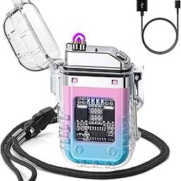 Waterproof Dual Arc Plasma Rechargeable Lighter, USB Type C Rechargeable with 3 Lighting Modes COB Lamp & Flashlight, Waterproof Windproof Lighter for Outdoor, Camping, Kitchen (Multicolor)-13