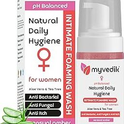 MyVedik Foam Based Intimate Wash for Women & Girls | pH Balanced | Anti Bacterial, Anti Fungal Sulphate & Paraben Free | with Aloe Vera and Tea Tree Oil | Sensual Amber Fragrance - 100ml-image-18