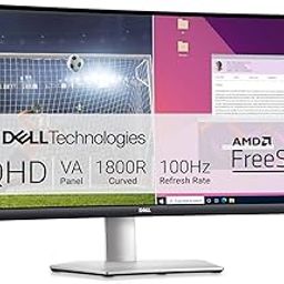 Dell S3423DWC Curved USB-C Monitor - 34-Inch WQHD (3440x1440) 100Hz 4Ms 21:9 Display, USB-C Connectivity, 2 x 5w Audio Output, 16.7 Million Colors, Height/Tilt Adjustable - Silver-20