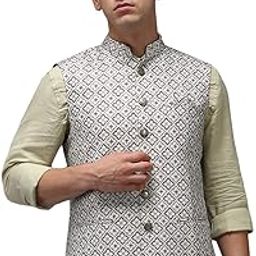 SHOWOFF Men's Printed Fluorescent Green Ethnic Nehru Jackets-PR-111_FluorescentGreen-image-16