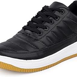Sporty Black Leatherette Puffy Lace Ups Running Casual Shoes Sneakers for Men (BAB5040-MC)-image-1