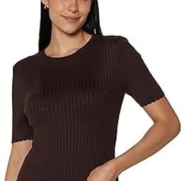 Women’s Solid Fitted Short Sleeves Round Neck Blouse-image-25