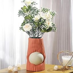 TIED RIBBONS Flower Vase for Flower Plants - Ceramic Vase Pot for Living Room Water Plants Dining Table Decoration Home Decor Bedroom Hall Aesthetic House Warming Gift (Multi, 20.5 cm x 11.5 cm)-picture-15