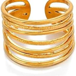 Western Stylish Stainless Steel Multilayer Line Ring Women's Statement Opening Adjustable Ring For Women And Girls-image-7