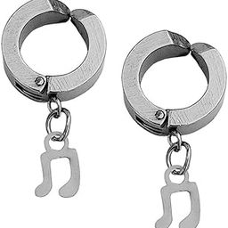 Punk Fashion Music Charm Silver Non-piercing Hoop earrings For Men And Women-image-16