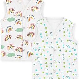 MOM'S HOME Baby Unisex Organic Cotton Muslin Jhabla | Rainbow & Green Heart | Set of 2-picture-16