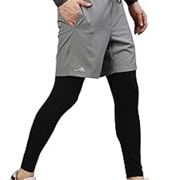 Men's Grey Gym Shorts with Tights, Compression-picture-40